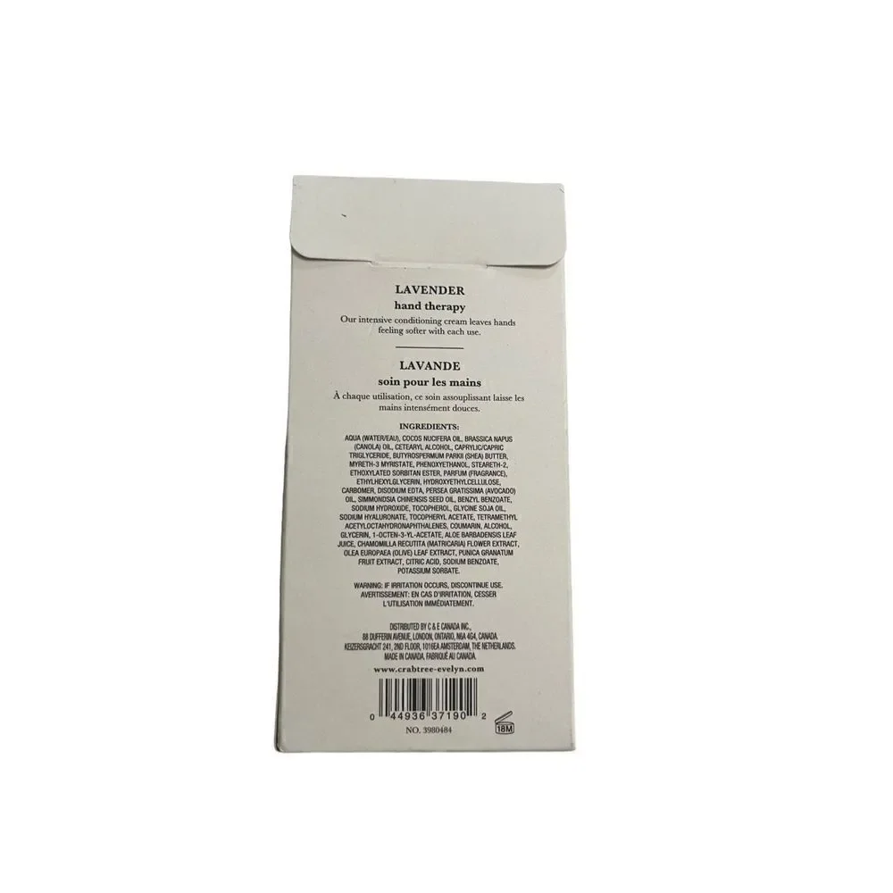 Crabtree &‎ Evelyn Lavender Hand Therapy Lotion 3.5 Oz In Box NEW
